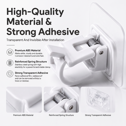 🔥Nail-Free Adjustable Curtain Rod Hooks