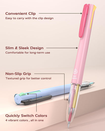 ⏳Last Day 50%OFF-Buy More Save More🎨🖊6 PCS Multi-Color Pen, 0.5mm Color Pen, 4-in-1 Multi-Color Ink Pen