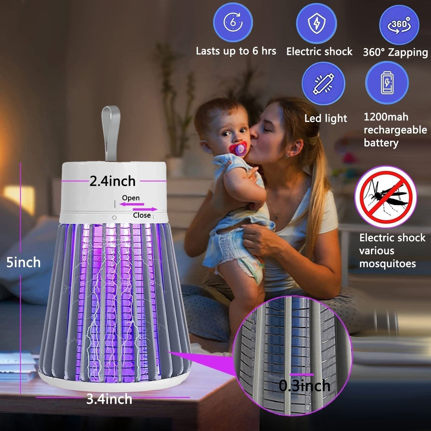 🔥Summer Promotion 59% OFF!!🦟USB/Rechargeable Portable Mosquito & Fly Trap Lamp for Indoor & Outdoor