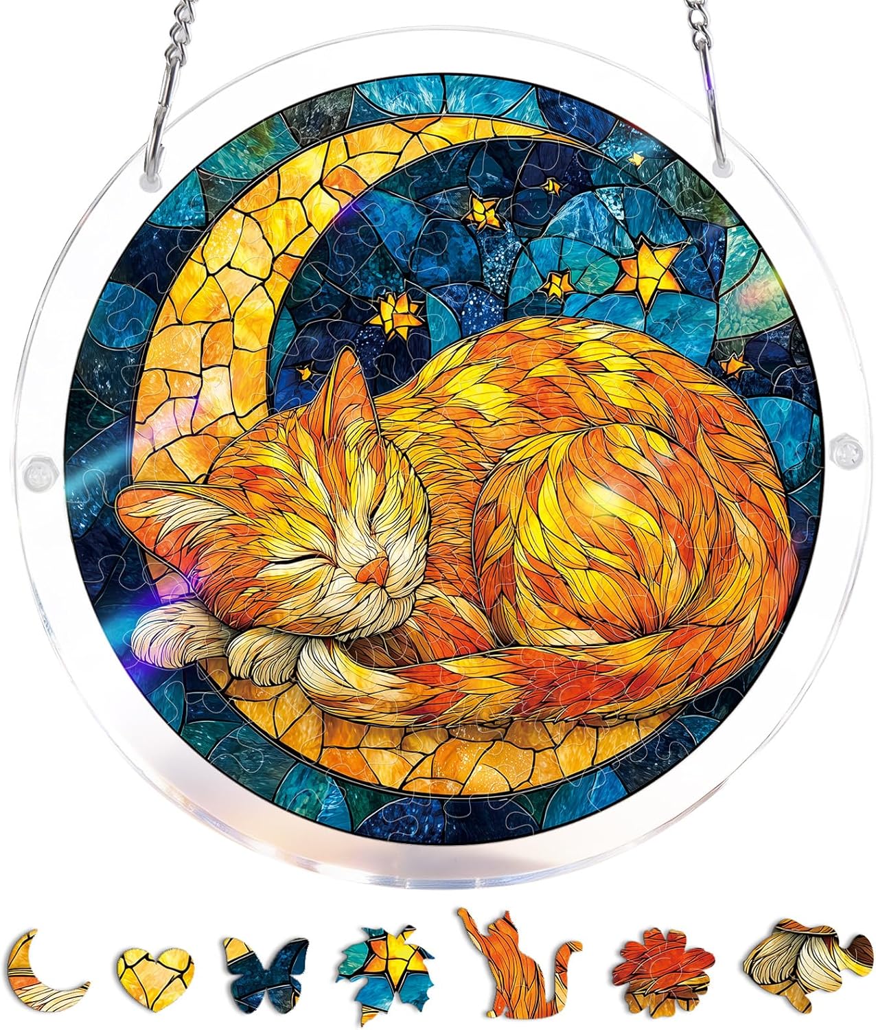 Acrylic Jigsaw Puzzle Suncatcher - Glowing Feather Haven