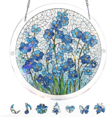 Acrylic Jigsaw Puzzle Suncatcher - Glowing Feather Haven