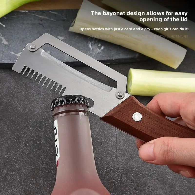 🔥Multi-Functional Wooden Vegetable Peeler with Built In Bottle Opener