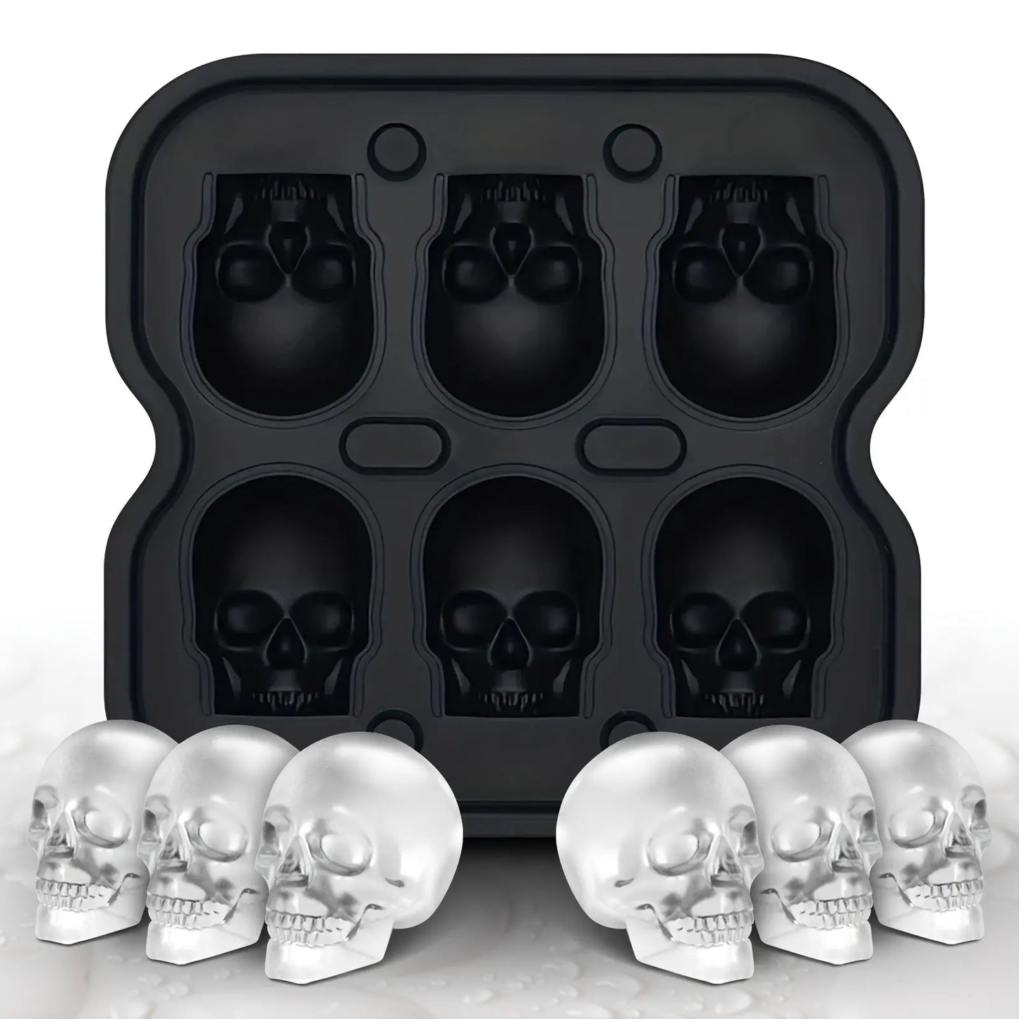 3D Skull Silicone Ice Cube Mold (6-Cavity/BPA-Free)