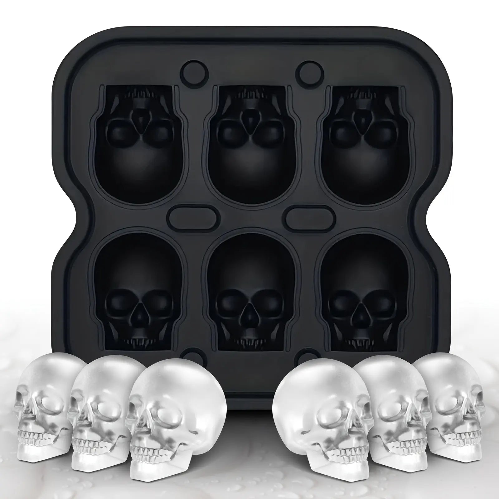 3D Skull Silicone Ice Cube Mold (6-Cavity/BPA-Free)