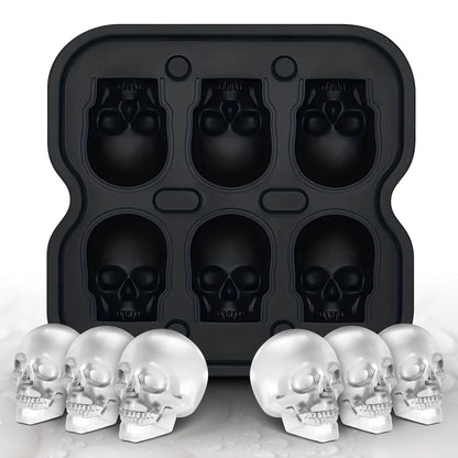 3D Skull Silicone Ice Cube Mold (6-Cavity/BPA-Free)