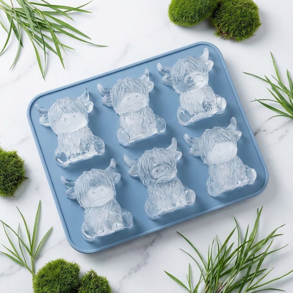 ⏳Last Day Special Price ￡6.99!!🐮 Mini Highland Cow Ice Cube Mold – Cute 3D Ice for Drinks, Parties & Gifts