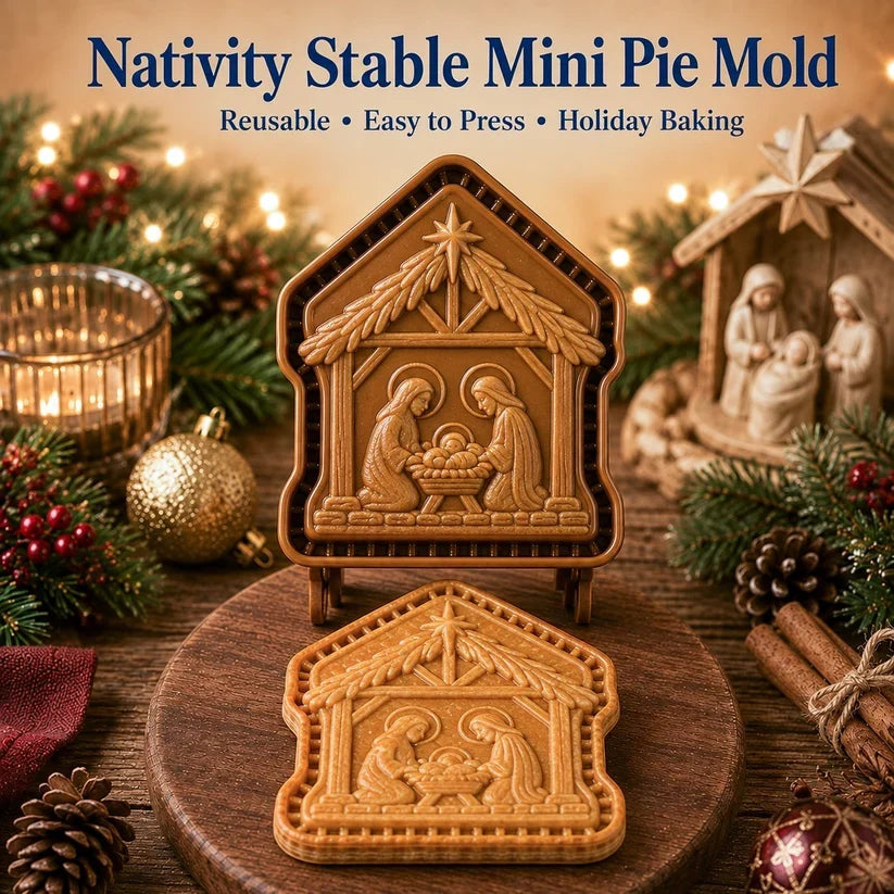🔥HOT SALE 50% OFF✝️ Faith & Nativity Christmas Mini Pie Mold Collection | Reusable Embossed Molds for Shaping Detailed Praying Jesus, Nativity Stable and so on Pies🥧✨