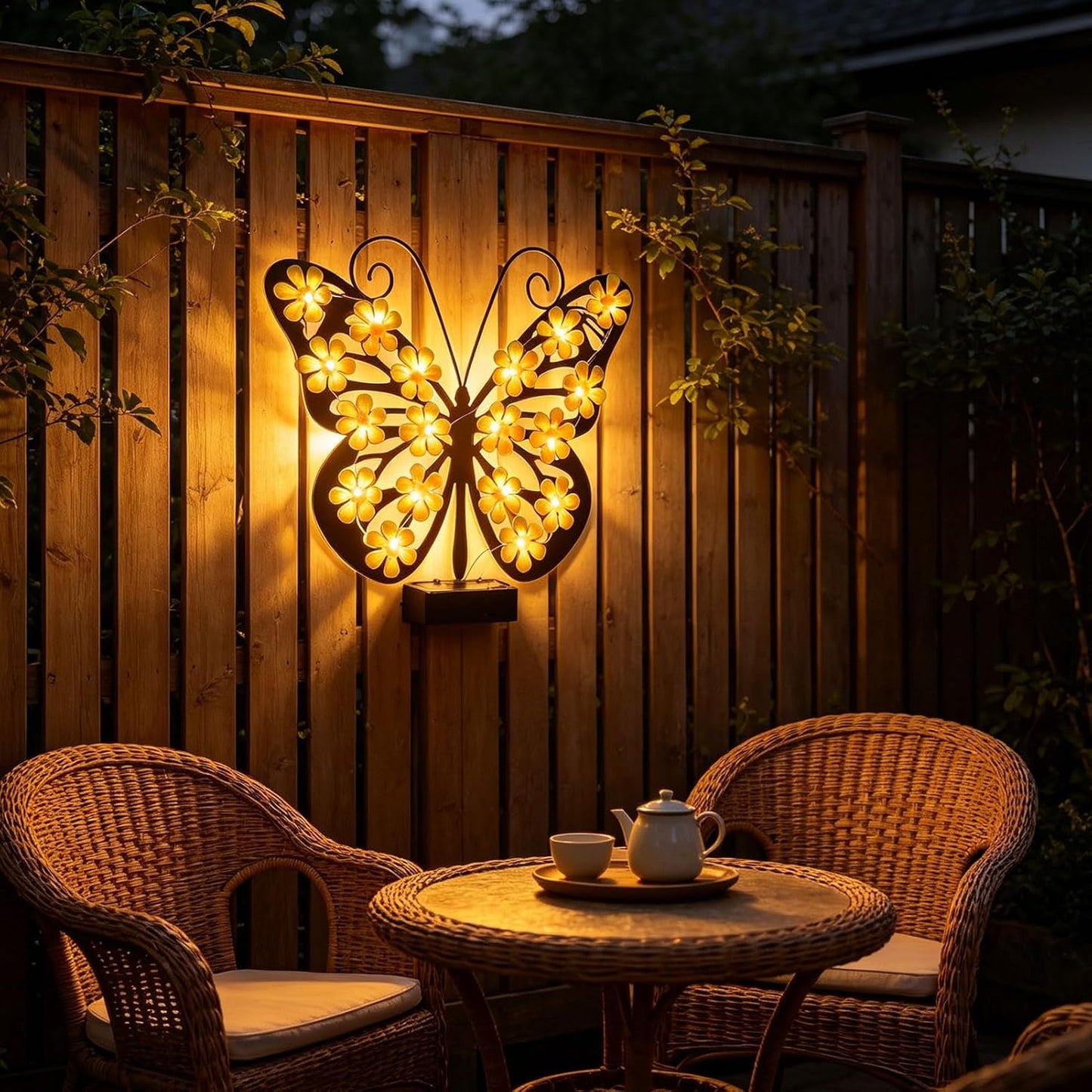 🦋 Solar Metal Butterfly Wall Light