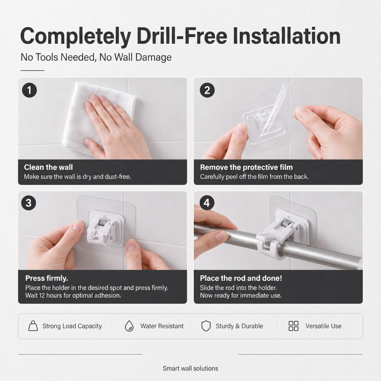 🔥Nail-Free Adjustable Curtain Rod Hooks