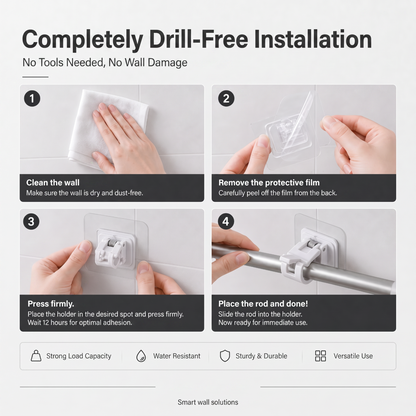 🔥Nail-Free Adjustable Curtain Rod Hooks
