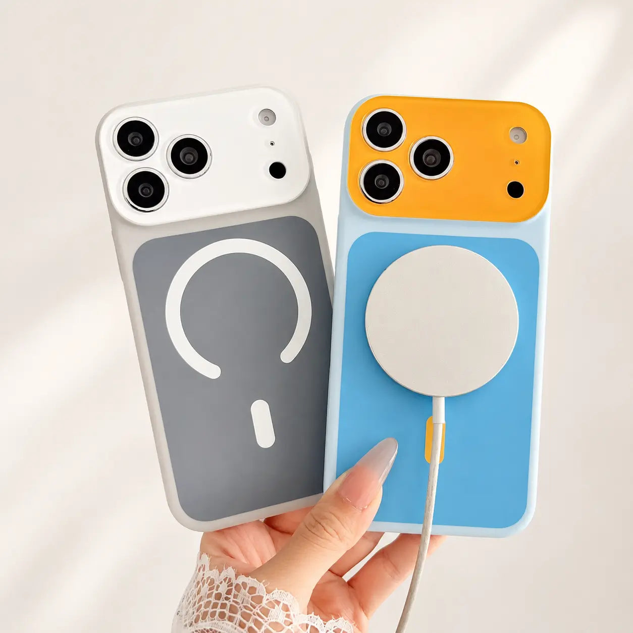 🔥Summer Hot Sale 🌈Dopamine Color Block MagSafe Case – Ultra-Slim Matte Hard PC Cover for iPhone 17 Pro Max