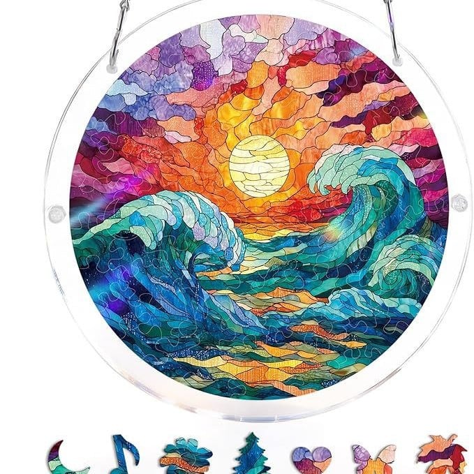 🔥LAST DAY 49% OFF ☀️🛍️Acrylic Jigsaw Puzzle Suncatcher 80 Pieces