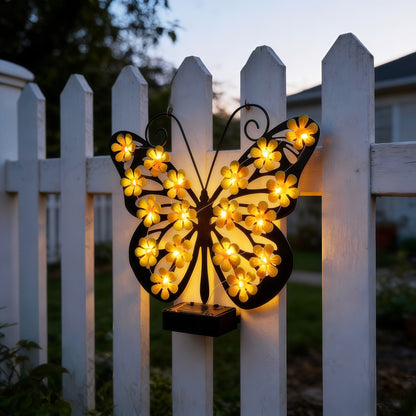 🦋 Solar Metal Butterfly Wall Light
