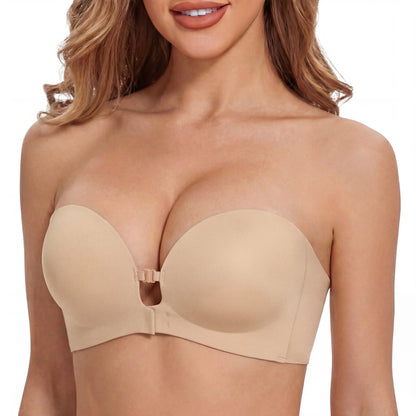 👙🤍Women’s Seamless Front Closure Strapless Bra, Ultra Soft Moisture-Wicking Invisible Everyday Bra