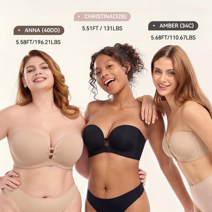 👙🤍Women’s Seamless Front Closure Strapless Bra, Ultra Soft Moisture-Wicking Invisible Everyday Bra