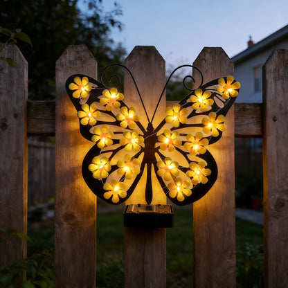 🦋 Solar Metal Butterfly Wall Light