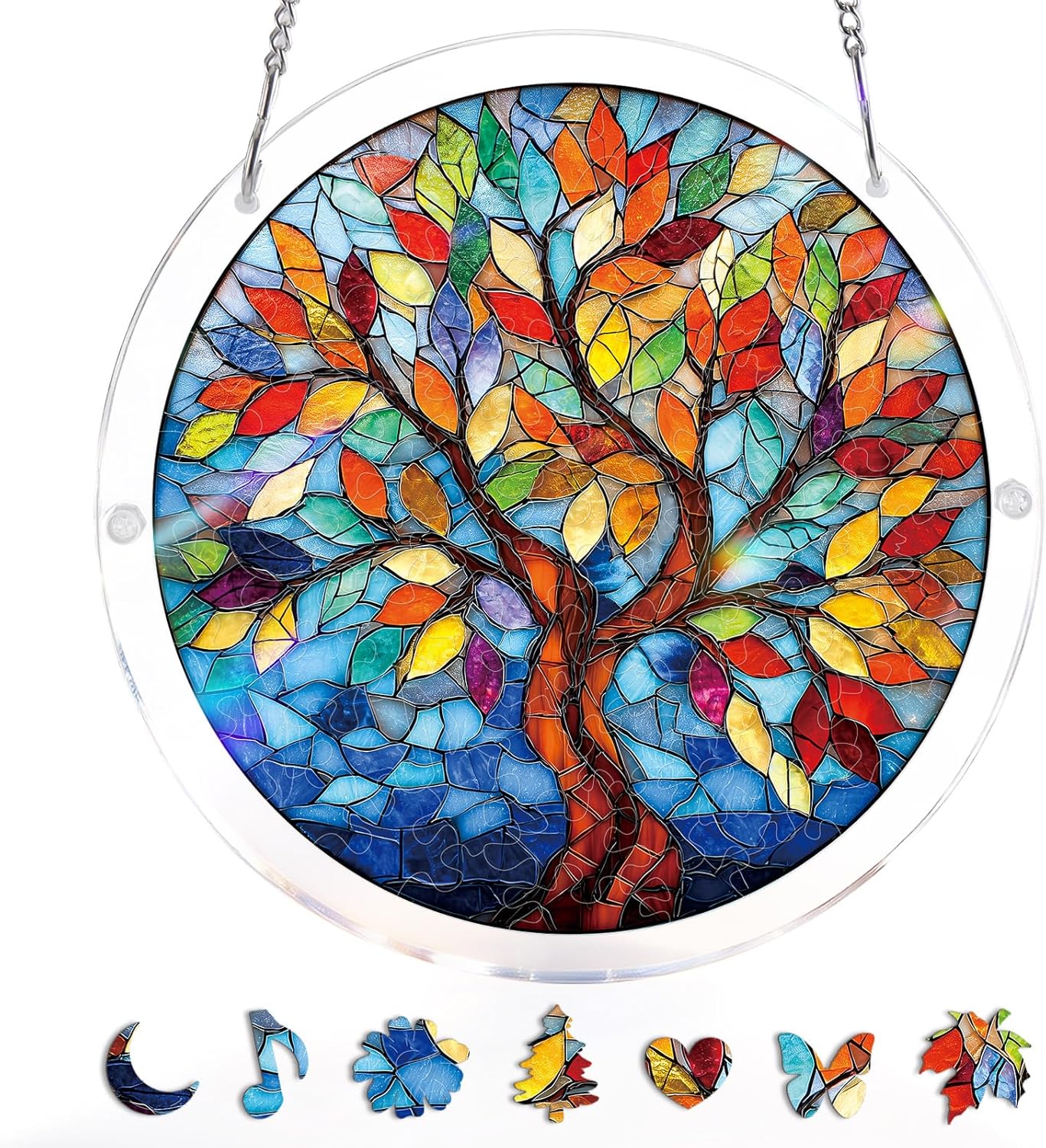 Acrylic Jigsaw Puzzle Suncatcher - Glowing Feather Haven