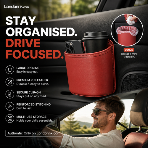 🥳2026 HOT SALE🚗🧺 50% OFF! Leather Car Door Cup Holder – Wide‑mouth opening, easy reach for drinks & phone. Clip‑on secure fit. PU leather, tough & stylish. 🛡️✨
