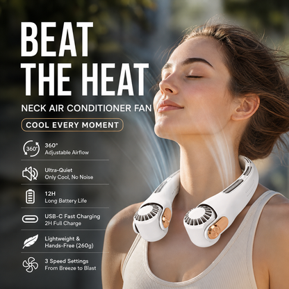 💨2026 Summer Hot Sale 55% OFF💞🍃 USB Portable Bladeless Neck Fan –😎Ultra‑quiet, 360° rotating, 3 speeds🌬️