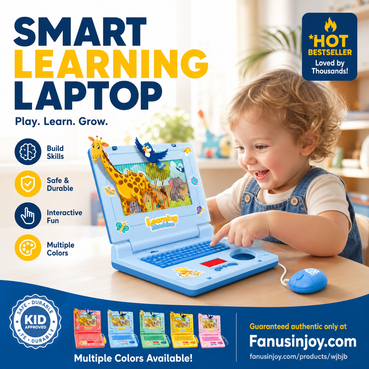 50% Off!💻 Baby's first laptop – no Wi-Fi needed. Lights, music, learning. Let's go! 👶✨✨