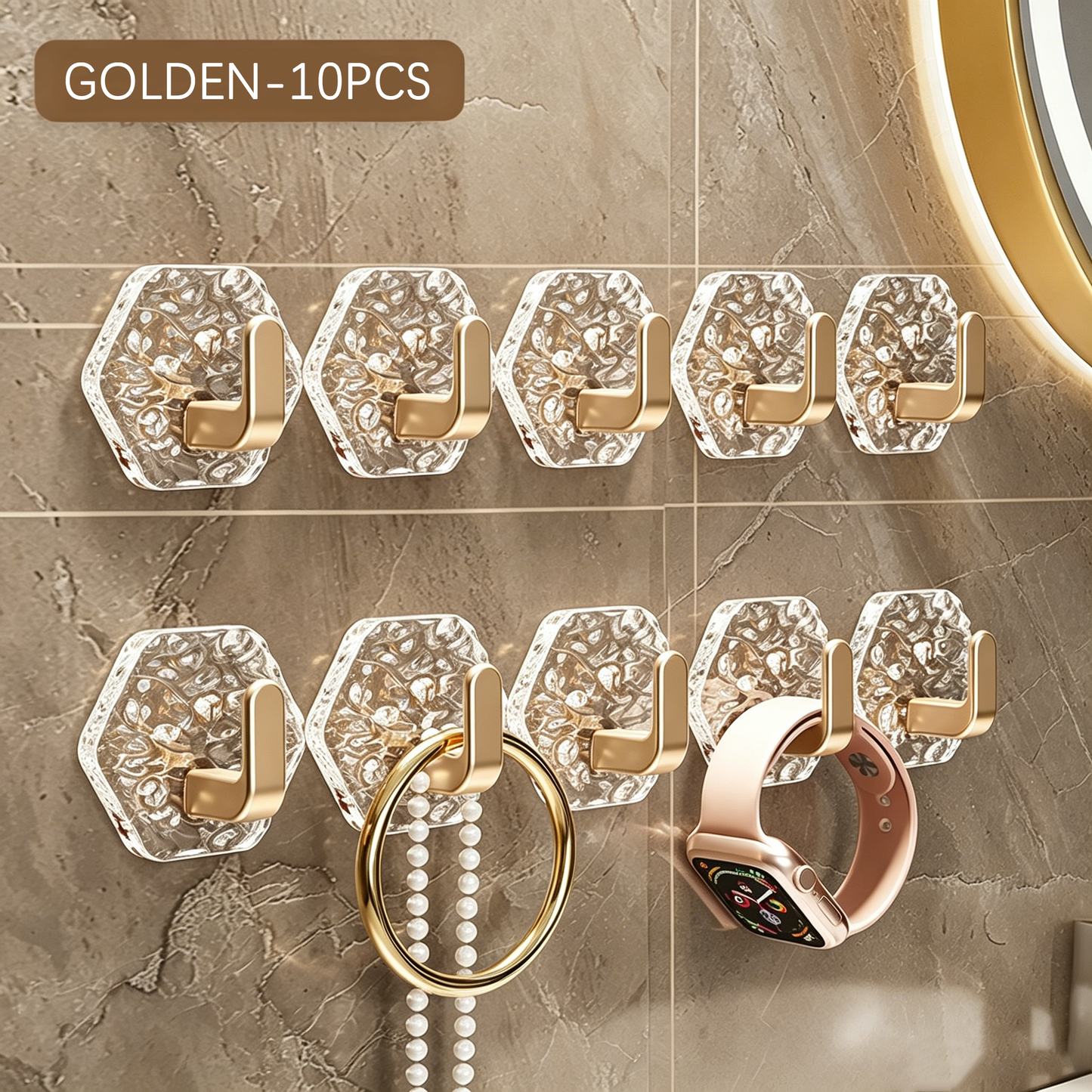 🏆LAST DAY SALE 50% OFF!!🎁🔥Hexagon Ripple Self-Adhesive Hooks – Heavy Duty, Waterproof & Rustproof✨ No Drilling • Strong Hold • Easy Install