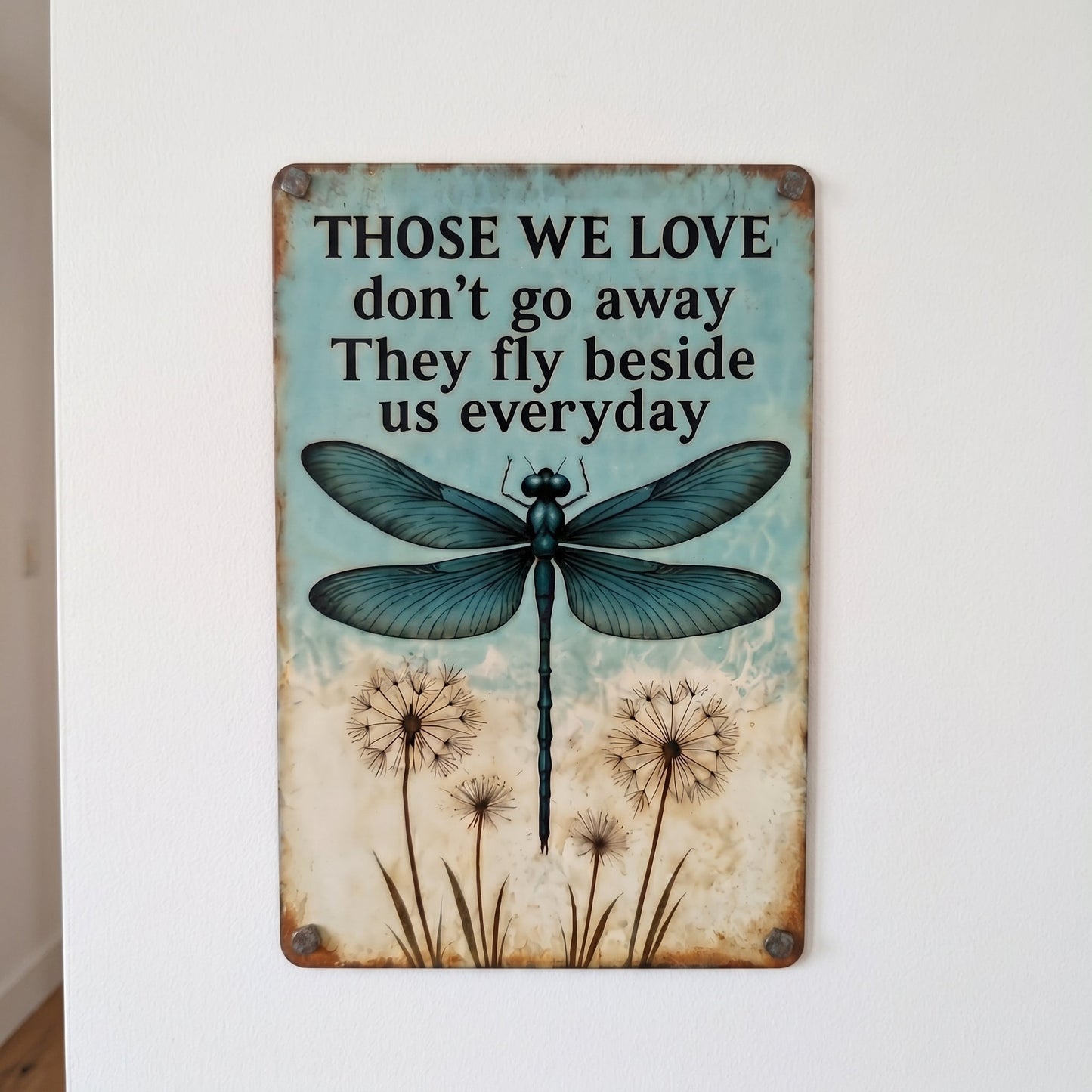 Dragonfly Memorial Garden Sign – “Those We Love Don’t Go Away” Sympathy Gift, Remembrance Outdoor Decor