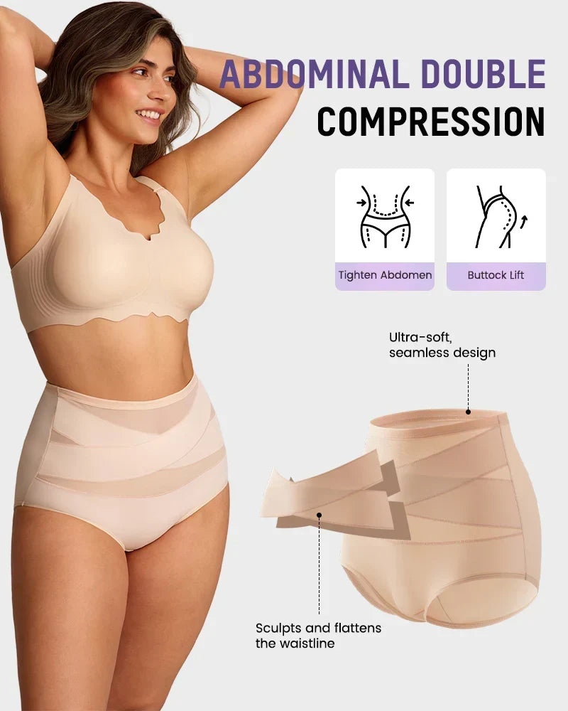 💖Hot Sale-Buy 1 Get 3 Packs💖Plus-Size High-Waist Cross Tummy Control Panties
