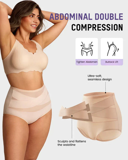 🌸 Last Day Special Price £9.99 ! 🔥Buy 1 Get 1 Free🎁Plus-Size High-Waist Cross Tummy Control Panties