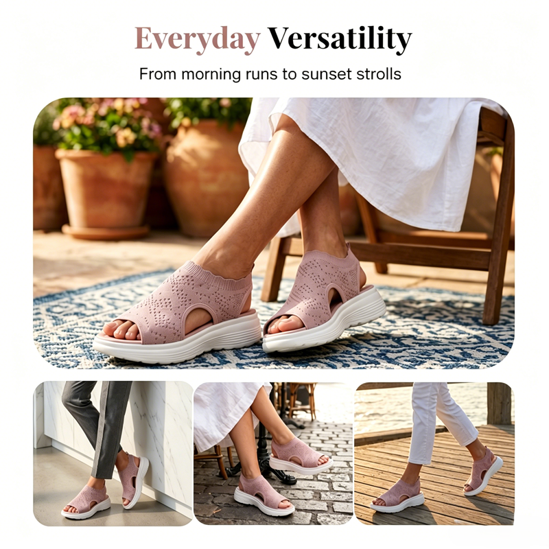 ⏳Time-Limited Special Price: ￡13.99!!🎁Women’s Knit Platform Sandals – Lightweight, Breathable & Arch-Supported 🏝️☁️  Cushioned Memory Foam Footbed • Non-Slip Sole • All-Day Comfort for Summer Walks, Holidays & City Days 🎁🇬🇧