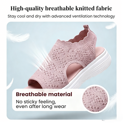 ⏳Time-Limited Special Price: ￡13.99!!🎁Women’s Knit Platform Sandals – Lightweight, Breathable & Arch-Supported 🏝️☁️  Cushioned Memory Foam Footbed • Non-Slip Sole • All-Day Comfort for Summer Walks, Holidays & City Days 🎁🇬🇧