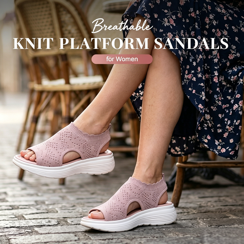 ⏳Time-Limited Special Price: ￡13.99!!🎁Women’s Knit Platform Sandals – Lightweight, Breathable & Arch-Supported 🏝️☁️  Cushioned Memory Foam Footbed • Non-Slip Sole • All-Day Comfort for Summer Walks, Holidays & City Days 🎁🇬🇧