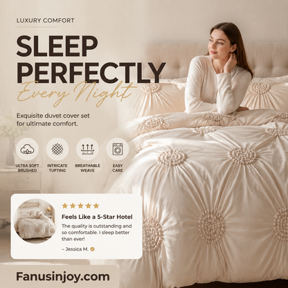 😴 Bring you cozy deep sleep!Elegant Pinch Pleat Duvet Cover Set