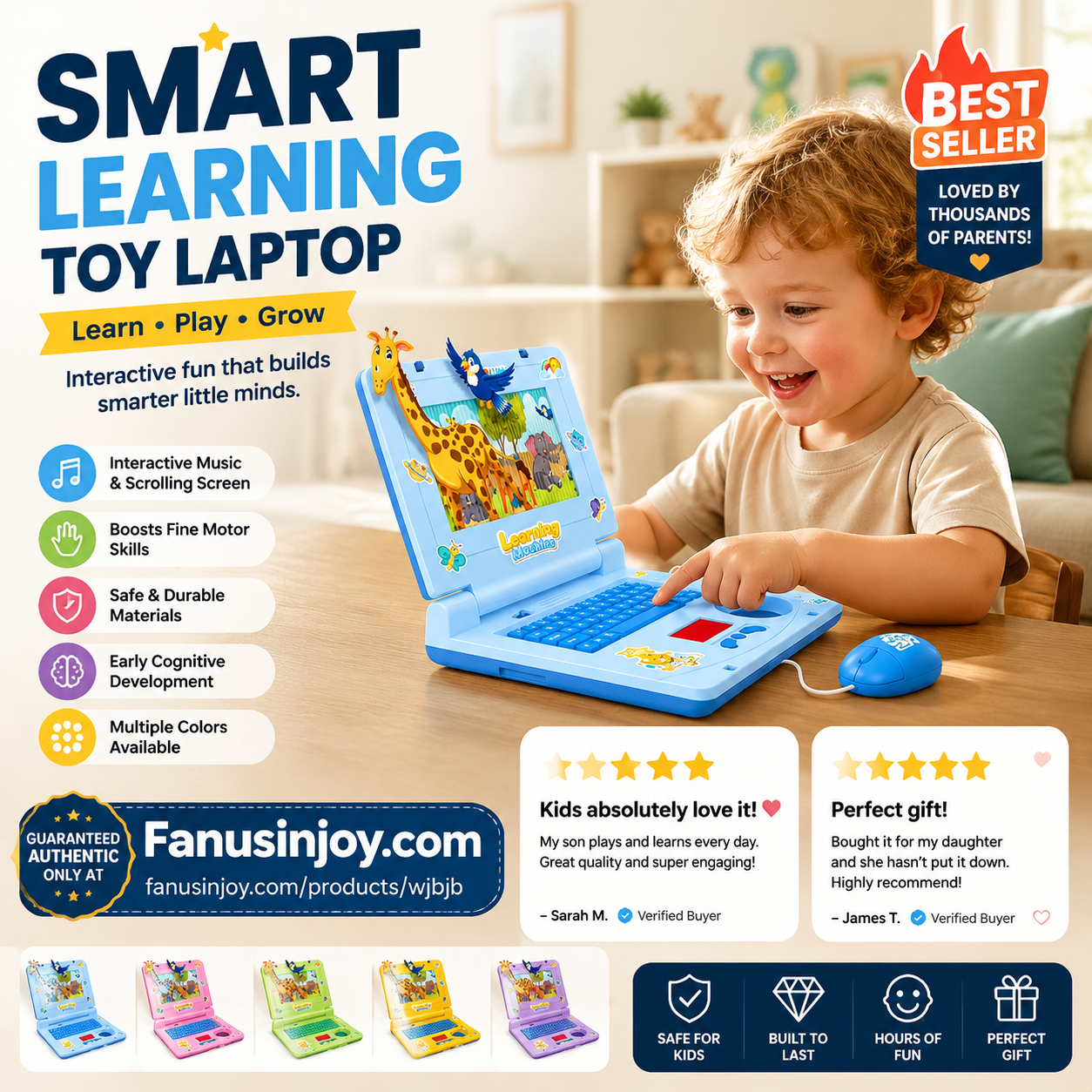 50% Off!💻 Baby's first laptop – no Wi-Fi needed. Lights, music, learning. Let's go! 👶✨✨