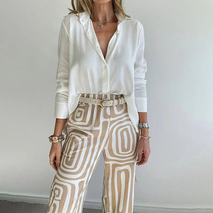 ✨Hot Sale 50% off✨Women's Casual Shirt Pants Two Piece Set