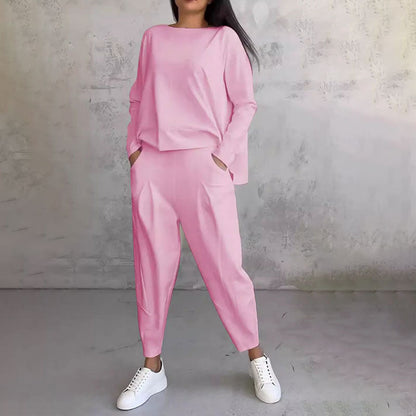 Fashion, Casual ✨Long sleeve round neck and pants 2-piece set
