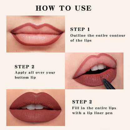 🔥 COMPRA 1 Y LLÉVATE 1 GRATIS, Cada uno por solo £4.99💋Delineador de labios mate de larga duración y resistente al agua