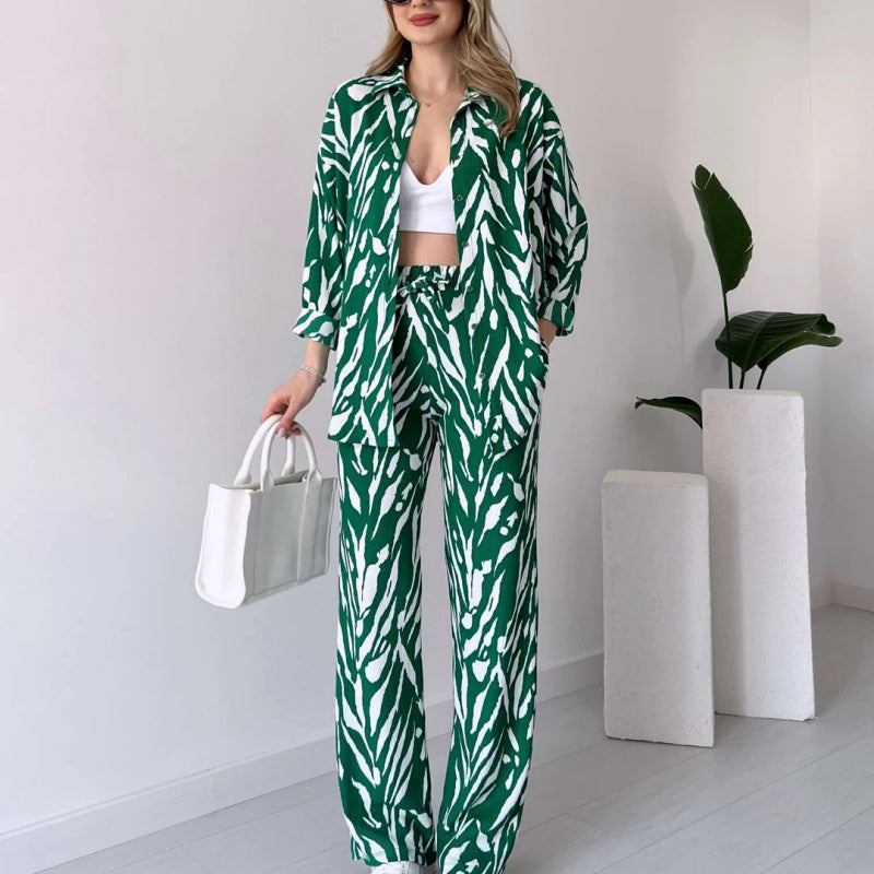 🌸Spring Specials 🚀Free shipping🌸 Chic Women's Zebra Print Shirt & Pants Set