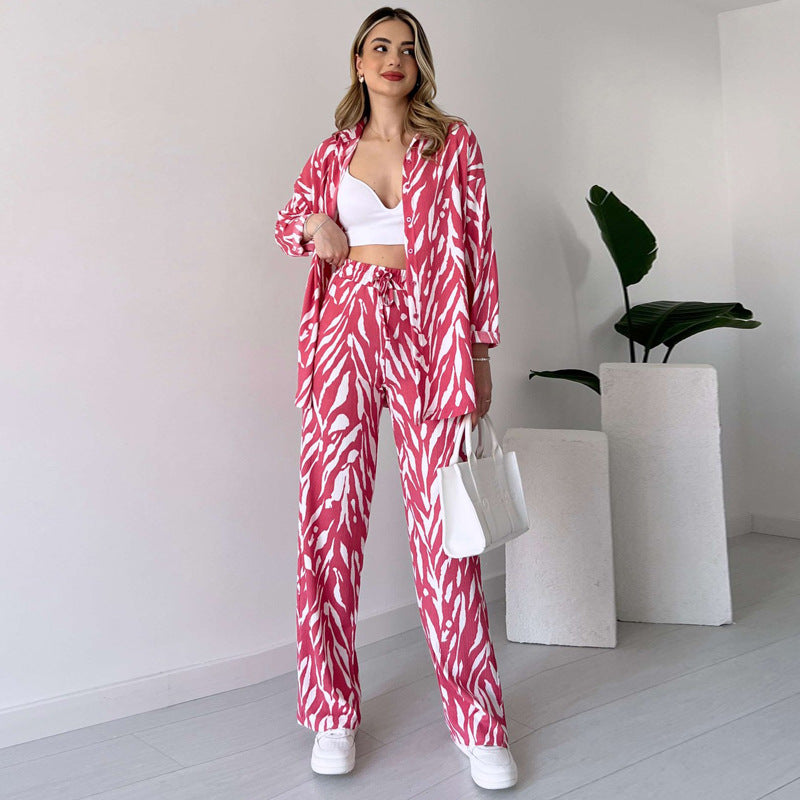 🌸Spring Specials 🚀Free shipping🌸 Chic Women's Zebra Print Shirt & Pants Set