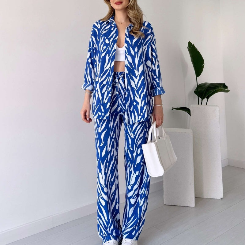 🌸Spring Specials 🚀Free shipping🌸 Chic Women's Zebra Print Shirt & Pants Set