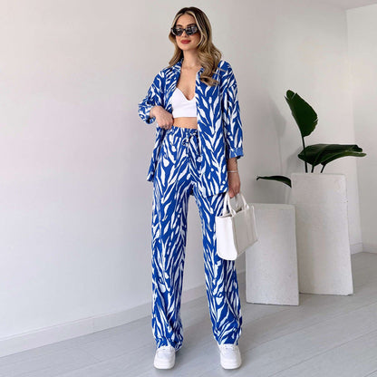 🌸Spring Specials 🚀Free shipping🌸 Chic Women's Zebra Print Shirt & Pants Set
