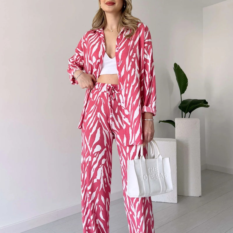 🌸Spring Specials 🚀Free shipping🌸 Chic Women's Zebra Print Shirt & Pants Set
