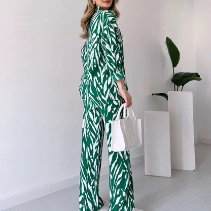 🌸Spring Specials 🚀Free shipping🌸 Chic Women's Zebra Print Shirt & Pants Set