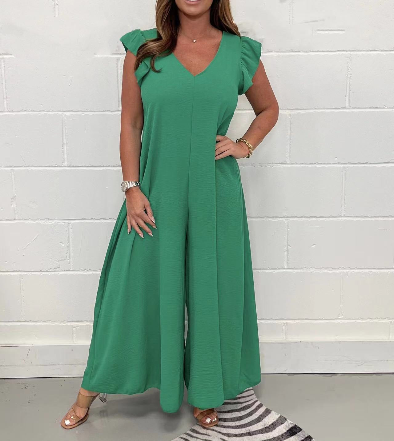 2024 Summer New Ruffled Wide-leg Casual Jumpsuit (Buy 2 free shipping)