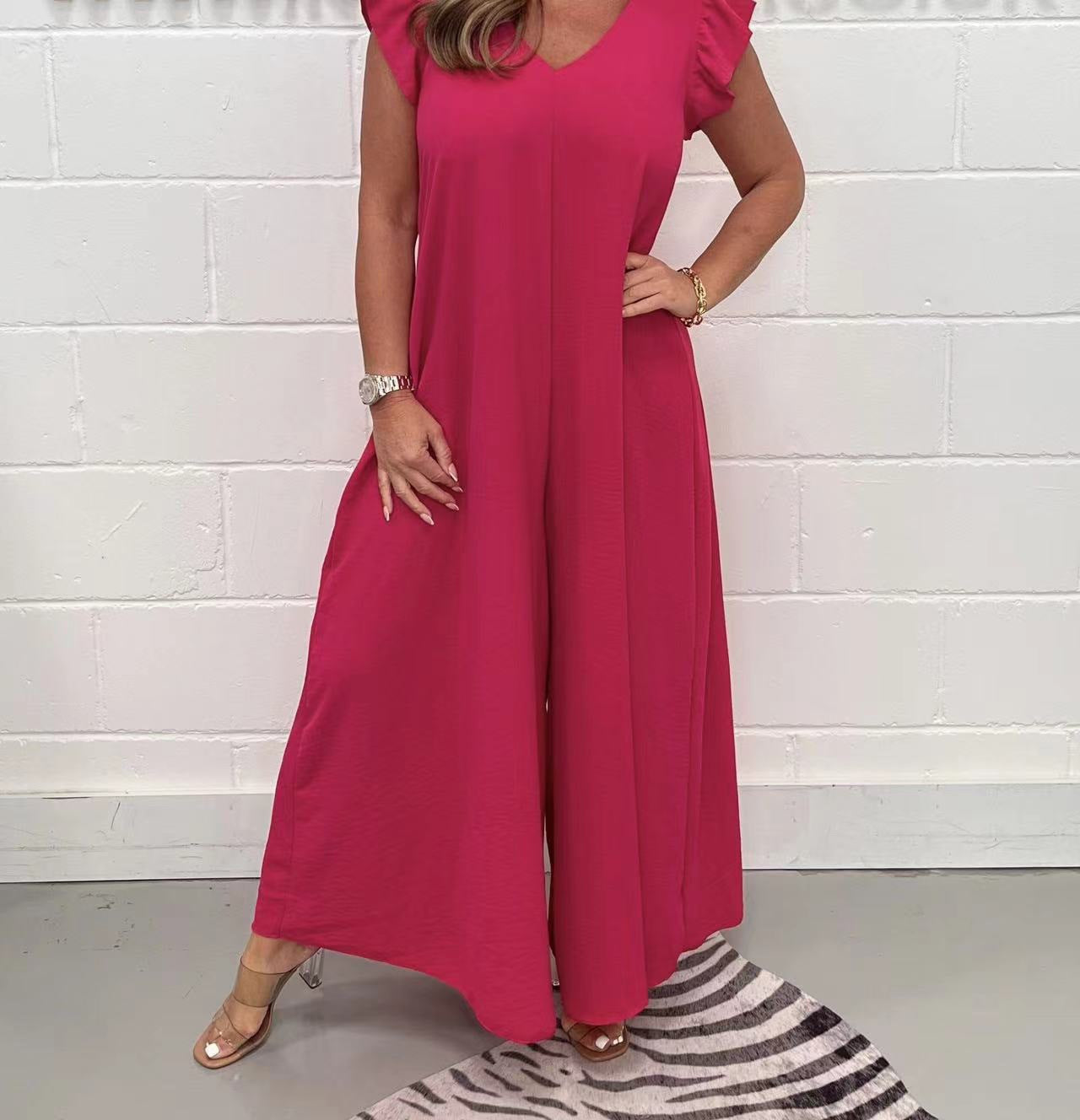 2024 Summer New Ruffled Wide-leg Casual Jumpsuit (Buy 2 free shipping)