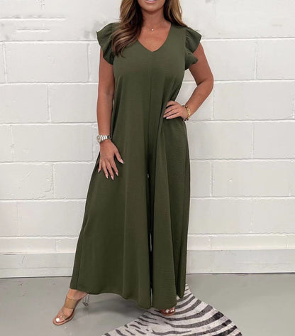 2024 Summer New Ruffled Wide-leg Casual Jumpsuit (Buy 2 free shipping)