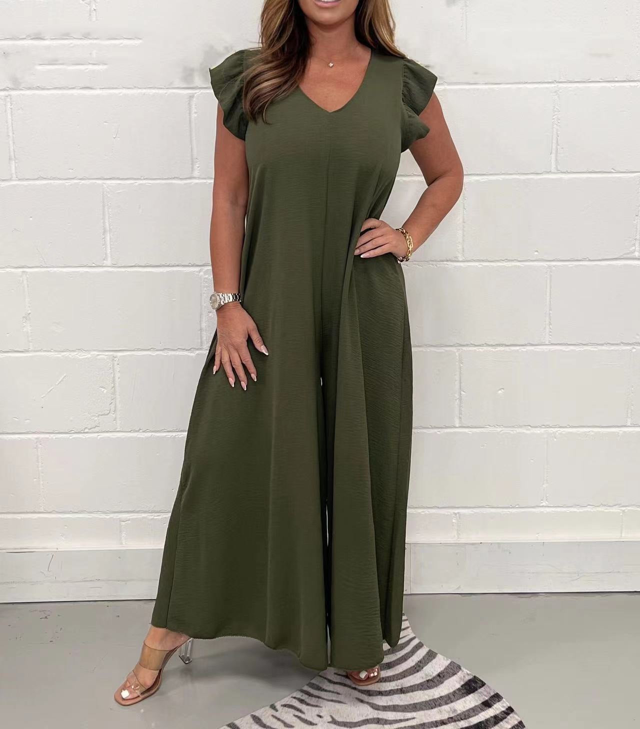 2024 Summer New Ruffled Wide-leg Casual Jumpsuit (Buy 2 free shipping)