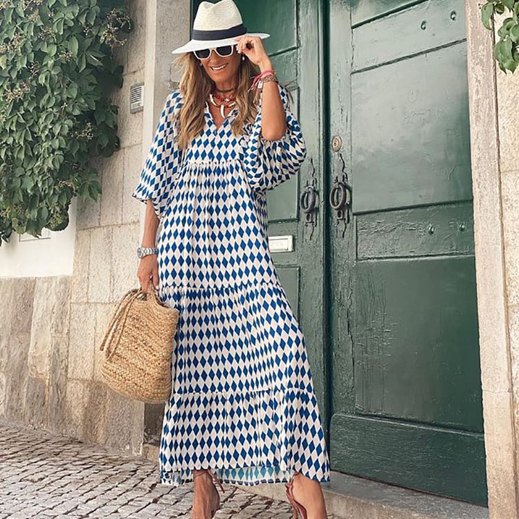 🌸50% OFF🌸Women's Elegant Puff Sleeve Floral Boho Maxi Dress