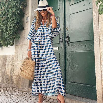 🌸50% OFF🌸Women's Elegant Puff Sleeve Floral Boho Maxi Dress