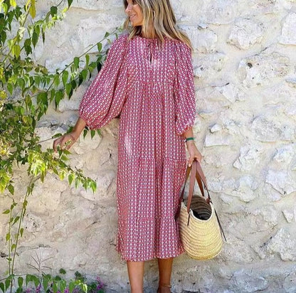 🌸50% OFF🌸Women's Elegant Puff Sleeve Floral Boho Maxi Dress