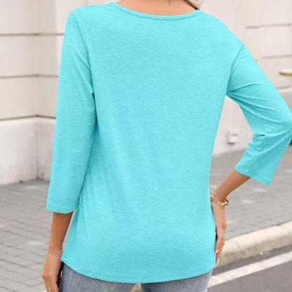 🌸Spring Specials 50% OFF👚Women's 3/4 Sleeve V Neck Solid Color Top